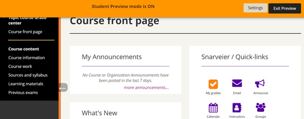 Student preview mode is on